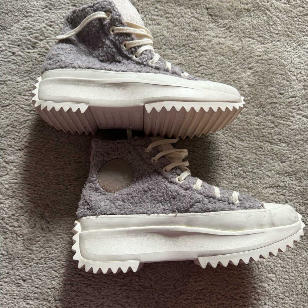 Converse Run Star Hike Platform Chunky Sneaker Rubber Sole High Top Sherpa 7.5